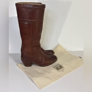 Frye Brown Leather Campus Boots 7B Made in Mexico Western Riding Mid Calf